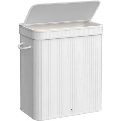 SONGMICS Weiß 100L Abnehmbarer Bambus Wäschekorb - Wäschekorb SONGMICS Weiß 100L Abnehmbarer Bambus Wäschekorb - Wäschekorb