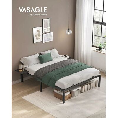 Cadre de Lit Double Vasagle, Métal, Étagères - Pour Matelas 190x140/200x160 cm Cadre de Lit Double Vasagle, Métal, Étagères - Pour Matelas 190x140/200x160 cm