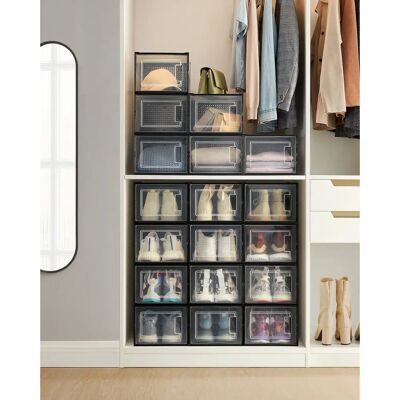 SONGMICS Scatole Porta Scarpe - Pack di 18, Pieghevoli & Impilabili, Fino a Taglia 46 SONGMICS Scatole Porta Scarpe - Pack di 18, Pieghevoli & Impilabili, Fino a Taglia 46