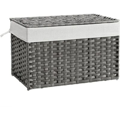 Panier de Rangement SONGMICS Gris 105L avec Couvercle & Poignées - Panier de Rangement Panier de Rangement SONGMICS Gris 105L avec Couvercle & Poignées - Panier de Rangement