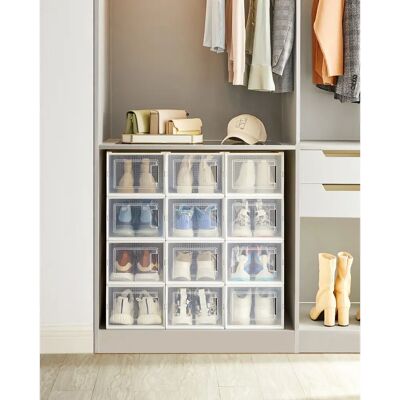SONGMICS Contenitore di stoccaggio - Set da 12, Trasparente + Bianco, 35x25x18,5 cm - Contenitore di stoccaggio SONGMICS Contenitore di stoccaggio - Set da 12, Trasparente + Bianco, 35x25x18,5 cm - Contenitore di stoccaggio