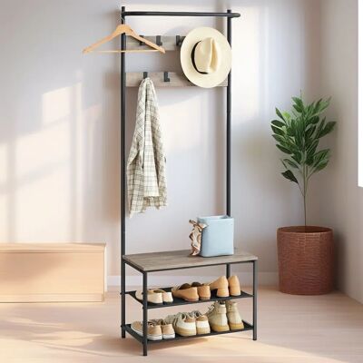 VASAGLE - Garderobenständer - Greige-Black - Coat rack with shoe bench VASAGLE - Garderobenständer - Greige-Black - Coat rack with shoe bench