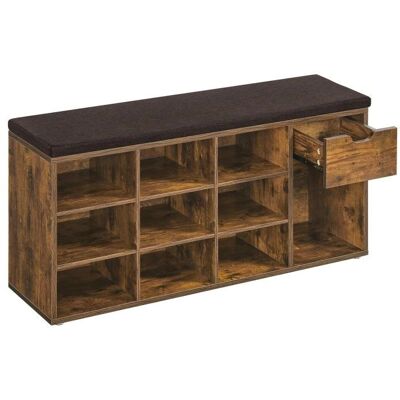 MID.YOU LAVICA Schuhschrank - Dunkelbraun - 10 Fächer - Holzfarbene Antikierung MID.YOU LAVICA Schuhschrank - Dunkelbraun - 10 Fächer - Holzfarbene Antikierung