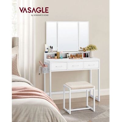 VASAGLE Schminktisch mit Hocker und dreifach klappbarem Spiegel - Dressing Table VASAGLE Schminktisch mit Hocker und dreifach klappbarem Spiegel - Dressing Table