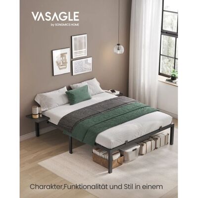VASAGLE Cadre de lit en métal 140x190cm avec étagères de rangement - Publicité VASAGLE Cadre de lit en métal 140x190cm avec étagères de rangement - Publicité