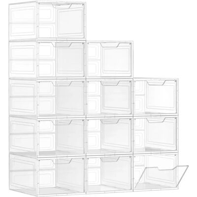 SONGMICS Valkoiset muoviset kenkälaatikot - 12 kappaletta - 27x34.5x19 cm SONGMICS Valkoiset muoviset kenkälaatikot - 12 kappaletta - 27x34.5x19 cm