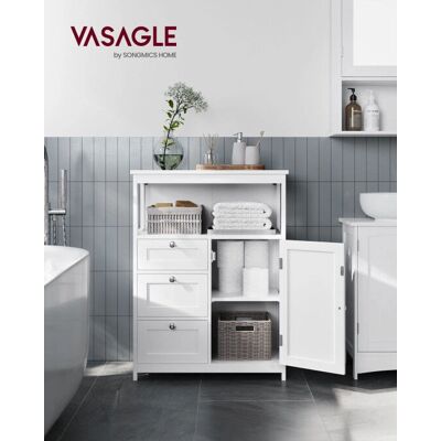 Mobili bagno bianco VASAGLE con 3 cassetti e mensole regolabili - Arredo bagno Mobili bagno bianco VASAGLE con 3 cassetti e mensole regolabili - Arredo bagno