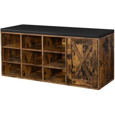 VASAGLE Banc à Chaussures Vintage Marron avec 9 Compartiments - Rangement à Chaussures - Publicité VASAGLE Banc à Chaussures Vintage Marron avec 9 Compartiments - Rangement à Chaussures - Publicité