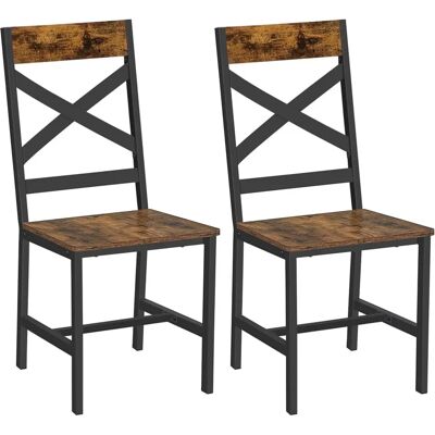 VASAGLE Sedie da Pranzo Stile Industriale Marrone Rustico e Nero - 2 Sedie VASAGLE Sedie da Pranzo Stile Industriale Marrone Rustico e Nero - 2 Sedie