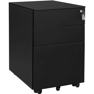 SONGMICS Schwarzer 3-Schubladen Rollcontainer - Aktenschrank SONGMICS Schwarzer 3-Schubladen Rollcontainer - Aktenschrank