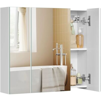 VASAGLE Weiße Wandmontierte Badezimmer Schrank mit 3 Spiegeln - Wand Schrank VASAGLE Weiße Wandmontierte Badezimmer Schrank mit 3 Spiegeln - Wand Schrank