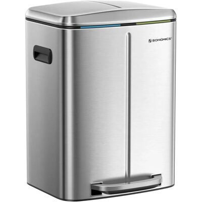 Songmics Silver Dual 2x20L Step-Open Trash Bin Songmics Silver Dual 2x20L Step-Open Trash Bin