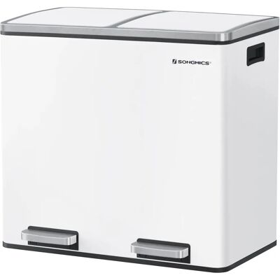 SONGMICS Double Compartments Trash Can - Recycling Bin - White - 48 L SONGMICS Double Compartments Trash Can - Recycling Bin - White - 48 L