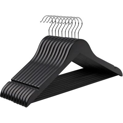 SONGMICS Schwarze Holzkleiderbügel - Set mit 10 SONGMICS Schwarze Holzkleiderbügel - Set mit 10