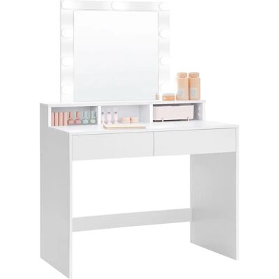 Tavolo da Trucco Bianco con Luci e Spazio di Archiviazione Tavolo da Trucco Bianco con Luci e Spazio di Archiviazione
