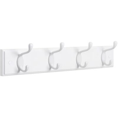 Songmics LHR23WT White Wall-Mounted Coat Rack with 4 Hooks Songmics LHR23WT White Wall-Mounted Coat Rack with 4 Hooks