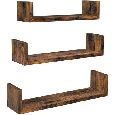 VASAGLE Wall Shelves Set of 3 Vintage Brown - Wall Shelves VASAGLE Wall Shelves Set of 3 Vintage Brown - Wall Shelves