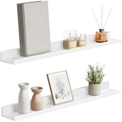 SONGMICS Étagère murale blanche, lot de 2 - 80x10cm - Publicité SONGMICS Étagère murale blanche, lot de 2 - 80x10cm - Publicité