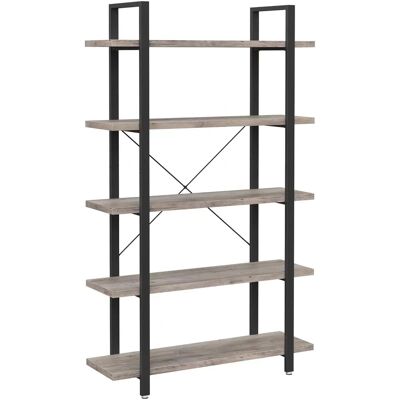 VASAGLE 5-Schicht Stabiles Regal - Industrie, Greige + Schwarz - Bücherregal VASAGLE 5-Schicht Stabiles Regal - Industrie, Greige + Schwarz - Bücherregal