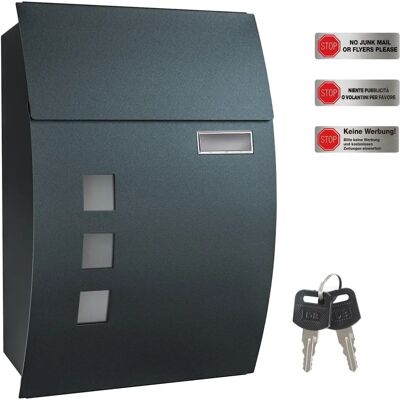 SONGMICS Wall-Mounted Lockable Mailbox - View Windows - Grey SONGMICS Wall-Mounted Lockable Mailbox - View Windows - Grey
