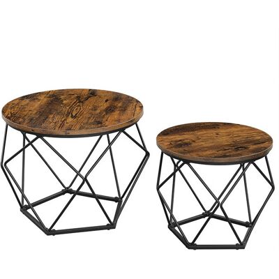VASAGLE Rustic Brown Black Steel Set of 2 Coffee Tables - Coffee Table VASAGLE Rustic Brown Black Steel Set of 2 Coffee Tables - Coffee Table