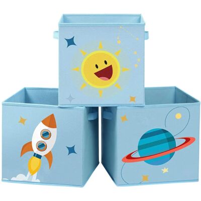 Scatole di stoccaggio per bambini a tema spaziale - set da 3 Scatole di stoccaggio per bambini a tema spaziale - set da 3