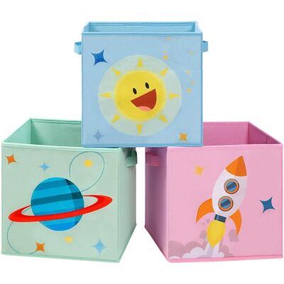 Conjunto de cajas de almacenamiento temáticas del espacio - Organizadores plegables - 30cm Conjunto de cajas de almacenamiento temáticas del espacio - Organizadores plegables - 30cm