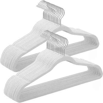 SONGMICS White Velvet Hangers Set - Coat, Shirt, Suit - 50pcs SONGMICS White Velvet Hangers Set - Coat, Shirt, Suit - 50pcs