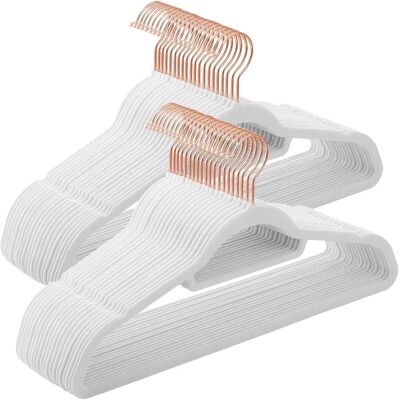 SONGMICS White Velvet Hangers - 50 Pack - Space Saving Non-Slip Clothes Hangers SONGMICS White Velvet Hangers - 50 Pack - Space Saving Non-Slip Clothes Hangers