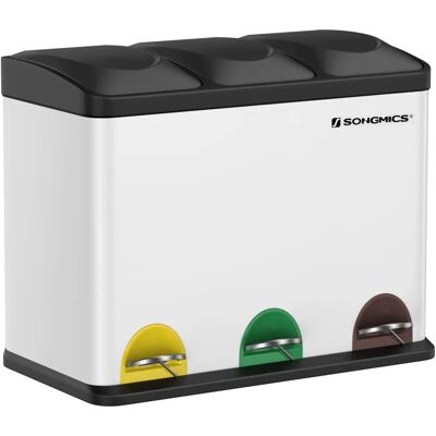 Songmics Weiß-Schwarz 45L Recycling Mülleimer - Mülleimer Songmics Weiß-Schwarz 45L Recycling Mülleimer - Mülleimer