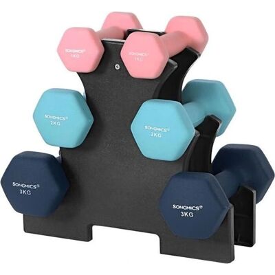 SONGMICS Dumbbells Set with Stand - Hex Neoprene Weights - 1-3kg SONGMICS Dumbbells Set with Stand - Hex Neoprene Weights - 1-3kg