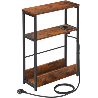 VASAGLE Beistelltisch - Schmal mit 3 Ablagen - Vintagebraun & Tintenschwarz VASAGLE Beistelltisch - Schmal mit 3 Ablagen - Vintagebraun & Tintenschwarz