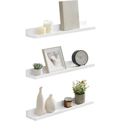 SONGMICS White Wall-Mounted Picture Ledge - Set of 2/3, 10/60cm SONGMICS White Wall-Mounted Picture Ledge - Set of 2/3, 10/60cm