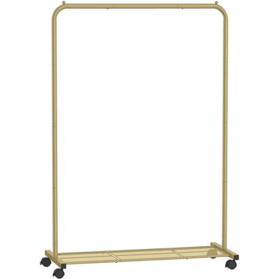 Cabideiro em metal SONGMICS com prateleira com rodas, dourado Cabideiro em metal SONGMICS com prateleira com rodas, dourado