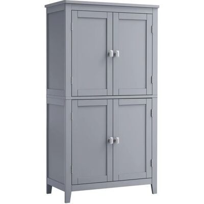 VASAGLE Armoire de salle de bain - Gris Mystique - 4 Portes - Publicité VASAGLE Armoire de salle de bain - Gris Mystique - 4 Portes - Publicité