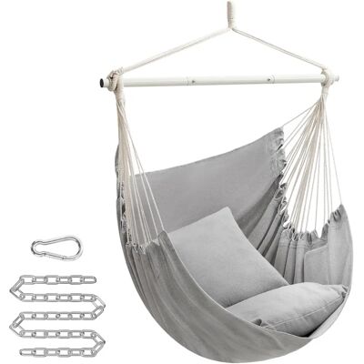 SONGMICS Hängesessel mit 2 Kissen und Metallkette - Taubengrau SONGMICS Hängesessel mit 2 Kissen und Metallkette - Taubengrau