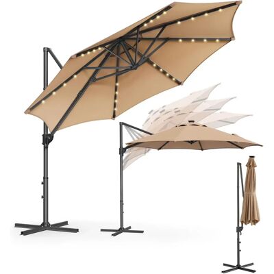 SONGMICS Kamelbrauner Gartenschirm 3 m mit 28 LED-Lichtern - Gartenparasol SONGMICS Kamelbrauner Gartenschirm 3 m mit 28 LED-Lichtern - Gartenparasol