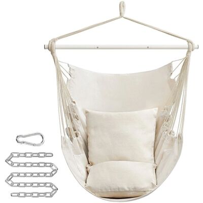 SONGMICS - Hängesessel mit 2 Kissen - Cremeweiß - 2 Kissen - hammock chair SONGMICS - Hängesessel mit 2 Kissen - Cremeweiß - 2 Kissen - hammock chair