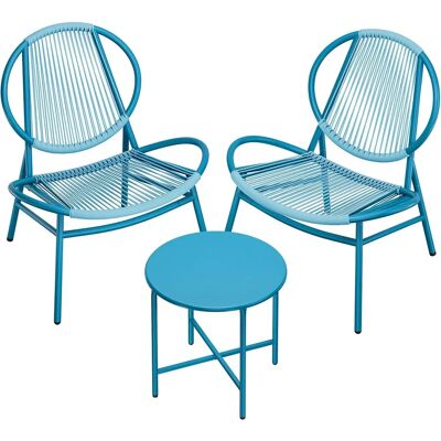SONGMICS - Balkonmöbel 3er Set - Seeblau - Tisch - Outdoor furniture set SONGMICS - Balkonmöbel 3er Set - Seeblau - Tisch - Outdoor furniture set