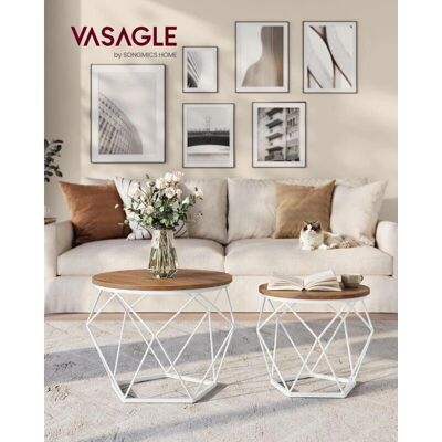 VASAGLE Rundes Couchtisch-Set - Modernes Stahl-Design VASAGLE Rundes Couchtisch-Set - Modernes Stahl-Design