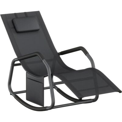SONGMICS Ink Black Rocking Chair - Outdoor Lounger Recliner with Adjustable Headrest SONGMICS Ink Black Rocking Chair - Outdoor Lounger Recliner with Adjustable Headrest