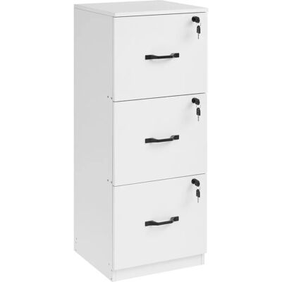 Caisson de bureau blanc à 3 tiroirs verrouillables - Meuble de rangement - Publicité Caisson de bureau blanc à 3 tiroirs verrouillables - Meuble de rangement - Publicité