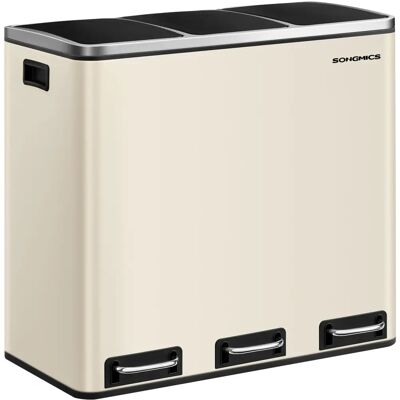 SONGMICS Marque Modèle - Poubelle de cuisine à pédale 3 x 18L beige sable SONGMICS Marque Modèle - Poubelle de cuisine à pédale 3 x 18L beige sable