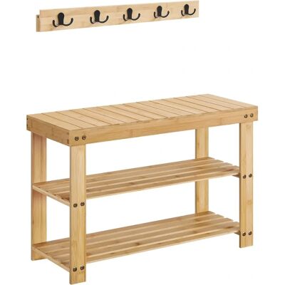 Pricenet Bambus Eingangsbank und Garderobe - 4-in-1 Multifunktionale Stauraum Pricenet Bambus Eingangsbank und Garderobe - 4-in-1 Multifunktionale Stauraum