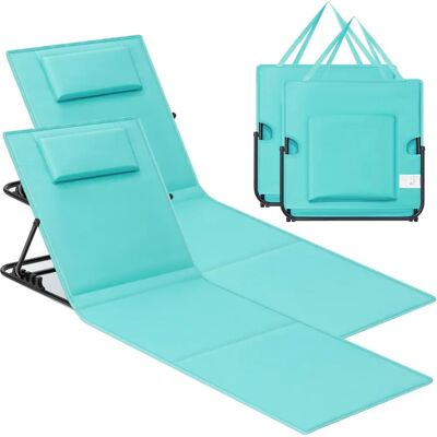 Transat de Plage Bleu Lac - Chaises longues pliables Transat de Plage Bleu Lac - Chaises longues pliables
