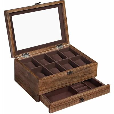 SONGMICS Walnuss Uhrenbox - 8 Fächer - 27x20x13 cm SONGMICS Walnuss Uhrenbox - 8 Fächer - 27x20x13 cm
