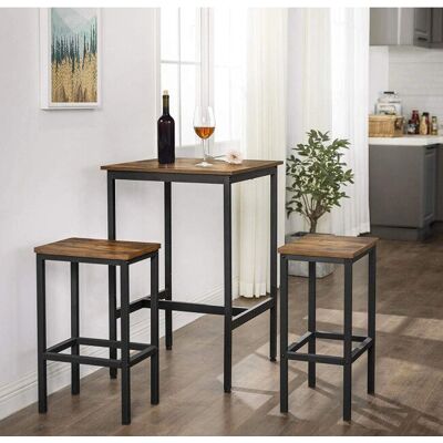 VASAGLE Vintage Brown-Black Square Tall Table - Table VASAGLE Vintage Brown-Black Square Tall Table - Table