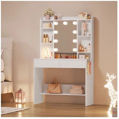 Vasagle Mesa de Maquillaje Blanca Moderna con Luces - Tocador Vasagle Mesa de Maquillaje Blanca Moderna con Luces - Tocador