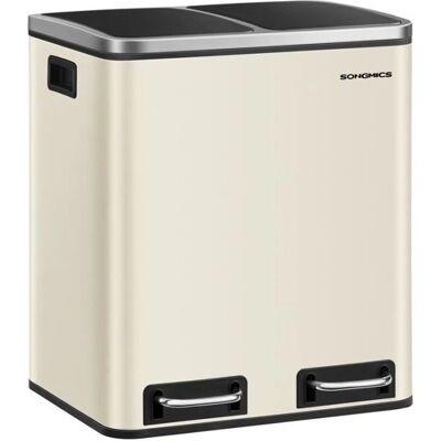 SONGMICS Stainless Steel Kitchen Bin 2x15L - Double Waste & Recycling Container SONGMICS Stainless Steel Kitchen Bin 2x15L - Double Waste & Recycling Container
