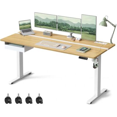VASAGLE Elektrisch höhenverstellbarer Schreibtisch mit Steckdose und Schublade - 60x140 cm VASAGLE Elektrisch höhenverstellbarer Schreibtisch mit Steckdose und Schublade - 60x140 cm